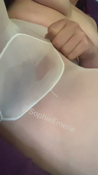 So swollen and sensitive even the feeling of these panty hose on my clit is driving me insane - free porn video