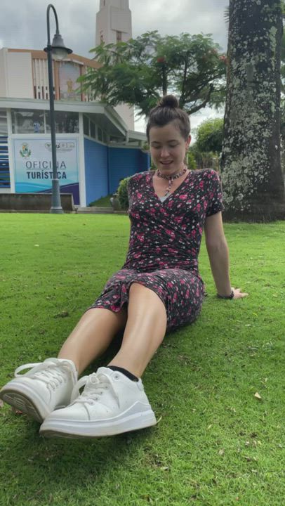I was Gonna Play with my Lush at the Park until a Taxi Driver got too Nosy [GIF] - free porn video