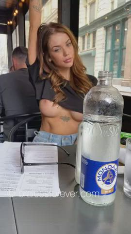 Flashing at the café - free porn video