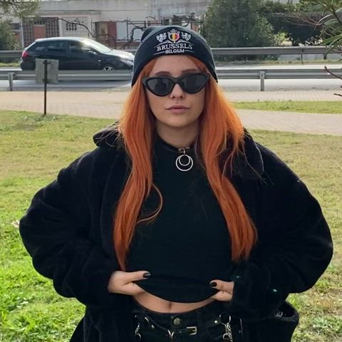 Flashing boobs in public. Would you stop driving to come and see me up close? 👀 [GIF] - free porn video