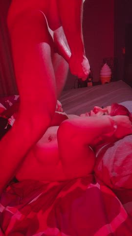 Standing over her unloading on her face and massive tits! - free porn video