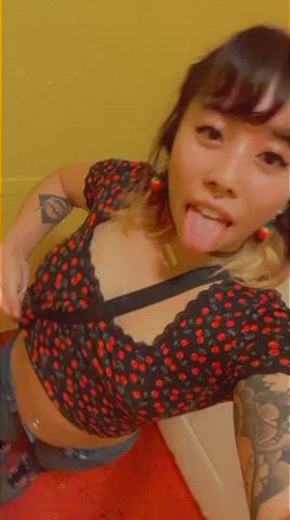 Just showing off tittles in public bathroom hehe - free porn video