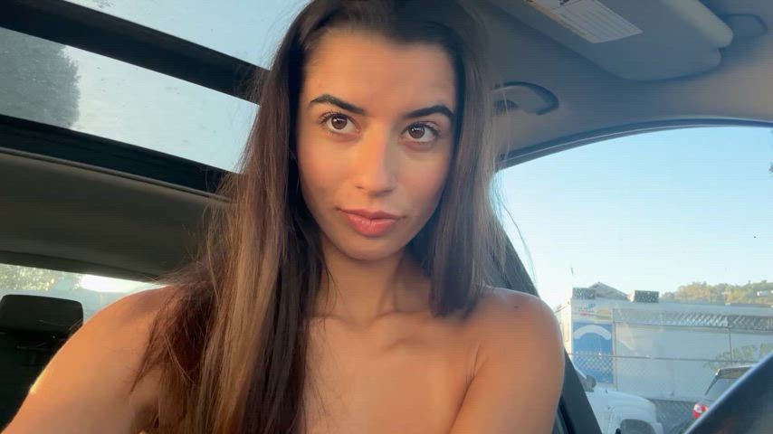 got caught and the officer said I had to drive with a top on... hopefully he liked these teen tits - free porn video