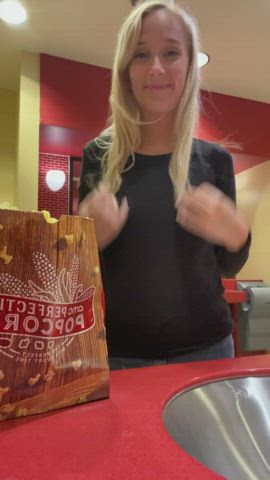 At the movie theater before seeing The Batman for the second time! 🦇[GIF] - free porn video