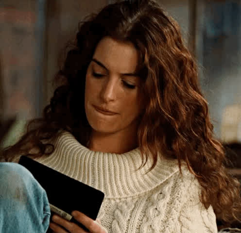 Anne Hathaway noticing the tent in your pants while you two study for exams… - free porn video
