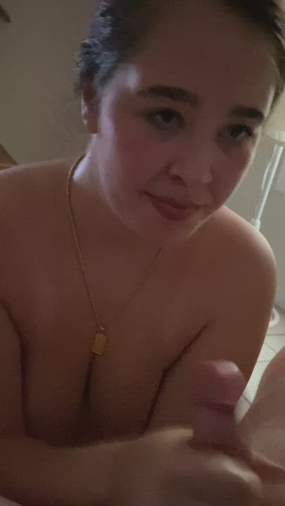 Daddy came all over my titties then let me keep sucking🤤 Amateur Balls Sucking Blowjob Boyfriend Cum On Tits Cumshot - free porn video