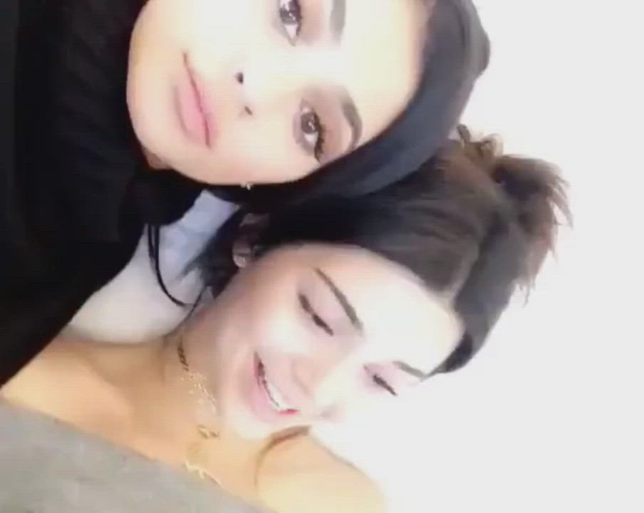 Kendall & Kylie tongue out + kiss - free porn video