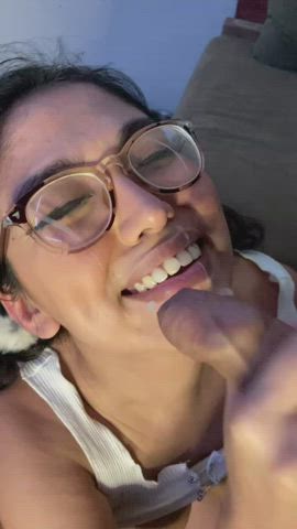 PSA: Glasses look cute covered in cum - free porn video