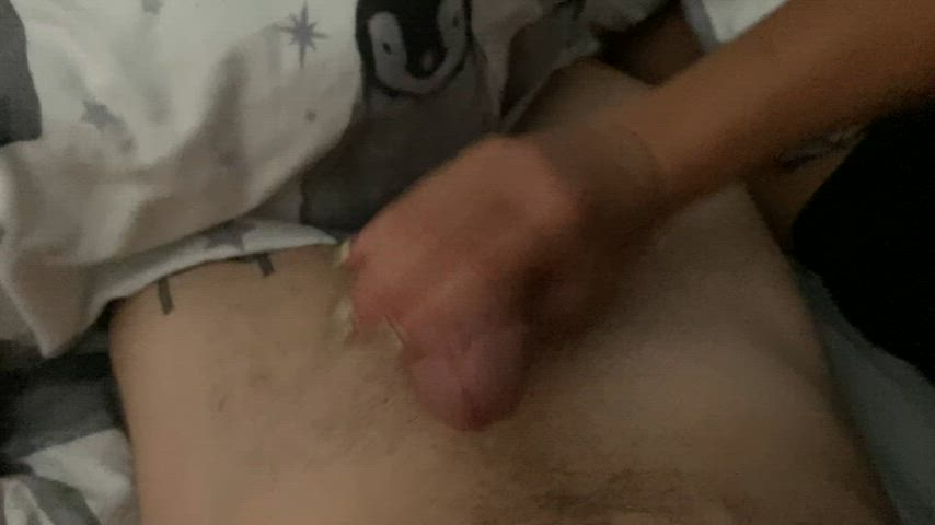 Wanking off his little cock then busting his balls as he nuts 😈 - free porn video