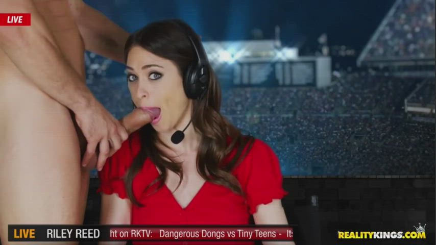 Riley Reid is interrupted during her sports coverage - free porn video