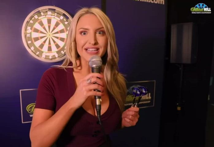 Big titty bimbo learns how to play darts - free porn video