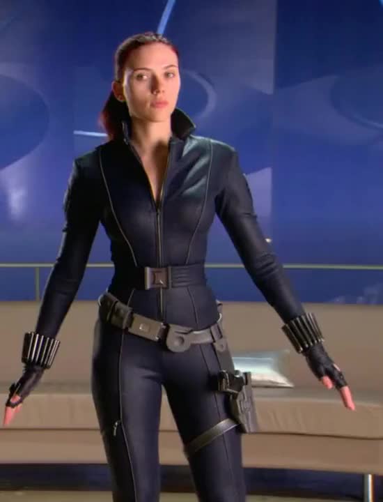 Scarlett Johansson showing off her Black Widow Outfit - free porn video