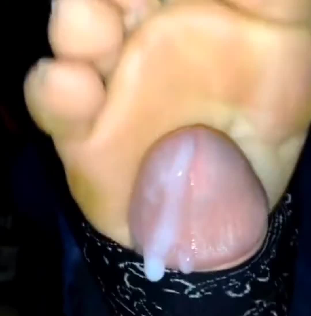 Footjob one foot cum  - free porn video