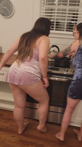 One big and one petite booty- both plugged - free porn video