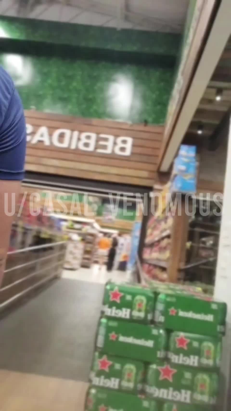 Grocery store now means flashing tits - free porn video