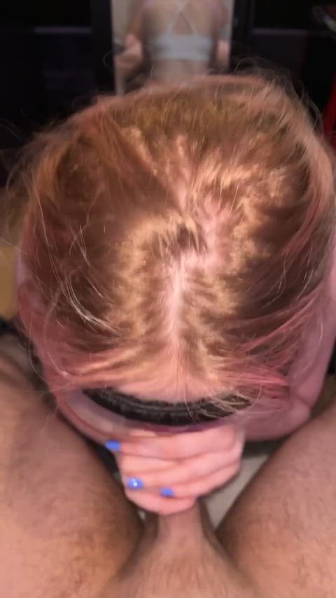 On my knees putting my mouth and both hands to use like a good girl - free porn video