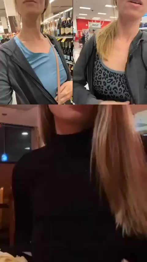 HappyHailey0104 getting her MILF tits out in public [GIF] - free porn video