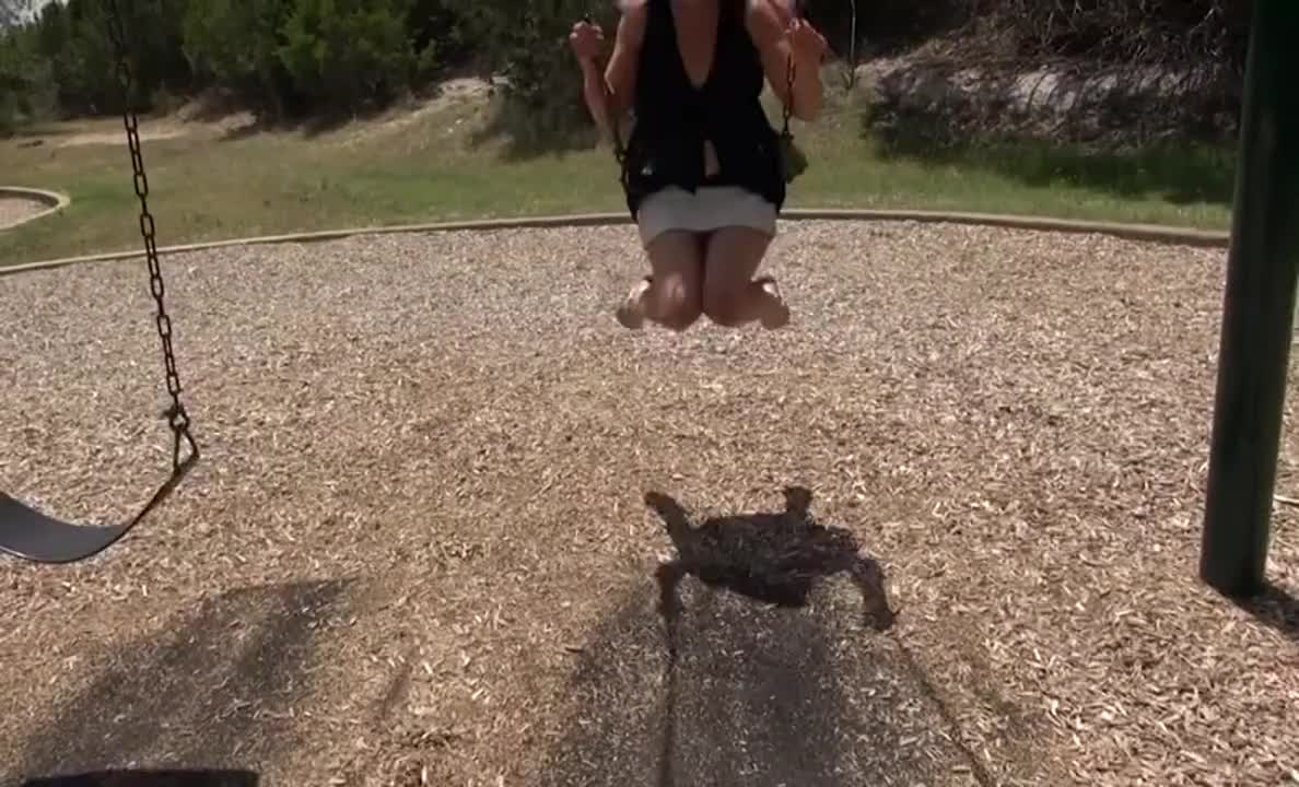 No panties swinging in public playground (Genevieve Sweets) [GIF] - free porn video