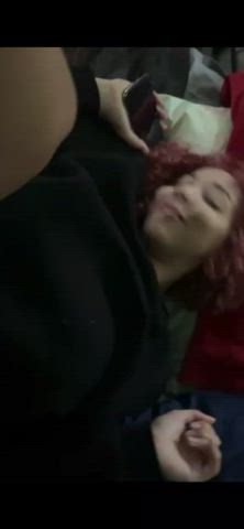 Her boyfriend keeps sliding in and out of her while she’s trying to be quiet on the phone with her mom [GIF] - free porn video