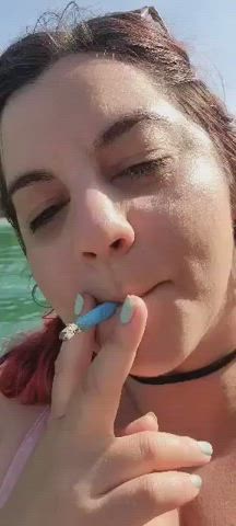 Inhaling the cannabis before the cock. I wonder if the Americans saw us wild Canadians - free porn video