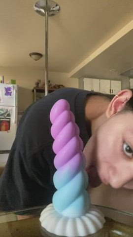 Giant dildo, over 8.5 in. I can’t even fit it all - free porn video