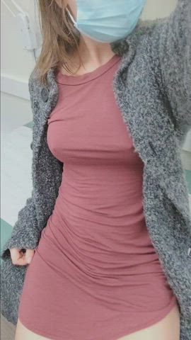 I wonder if my doctor noticed I wasn't wearing panties [GIF] - free porn video