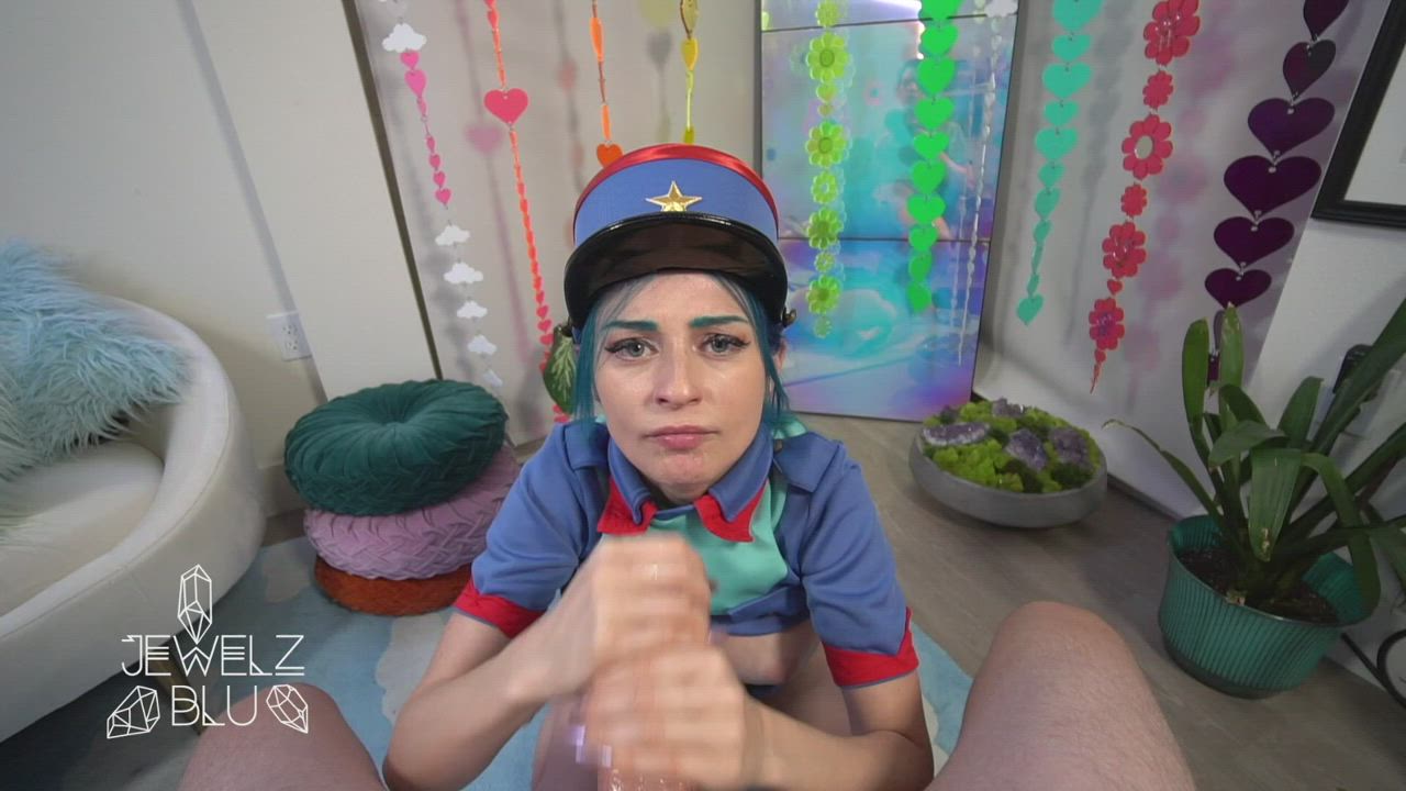 Jewelz Blu - Officer Jenny Swallowing Cum - free porn video