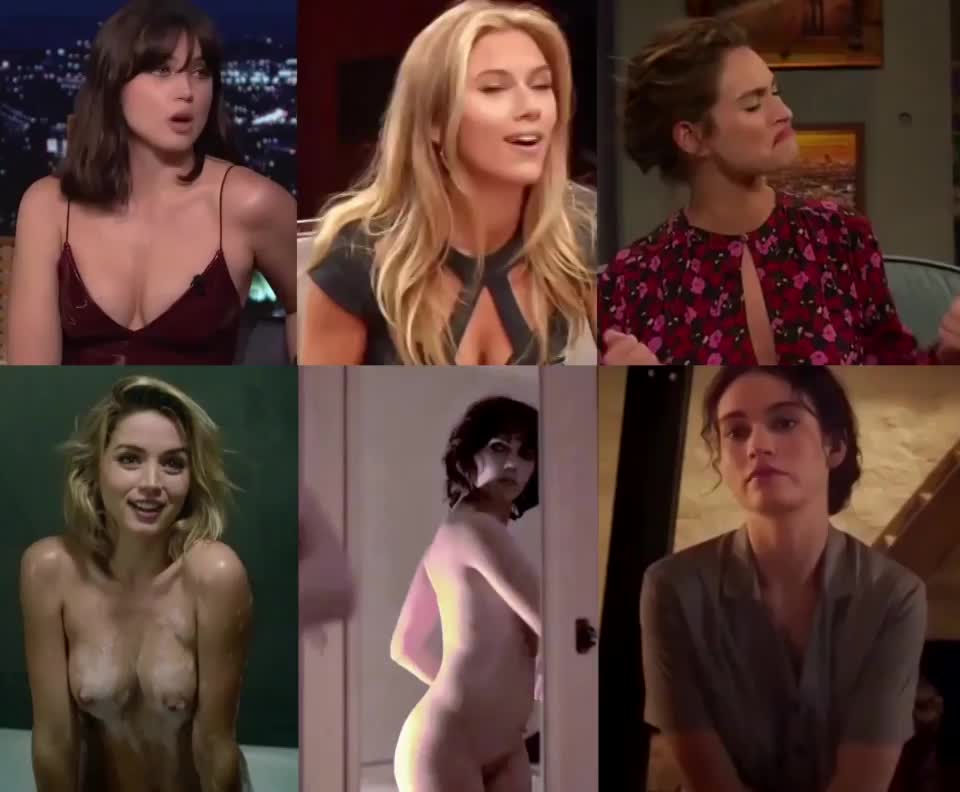On each of these three sexy actresses, where would you finish? Ana De Armas, Scarlett Johansson and Lily James - free porn video