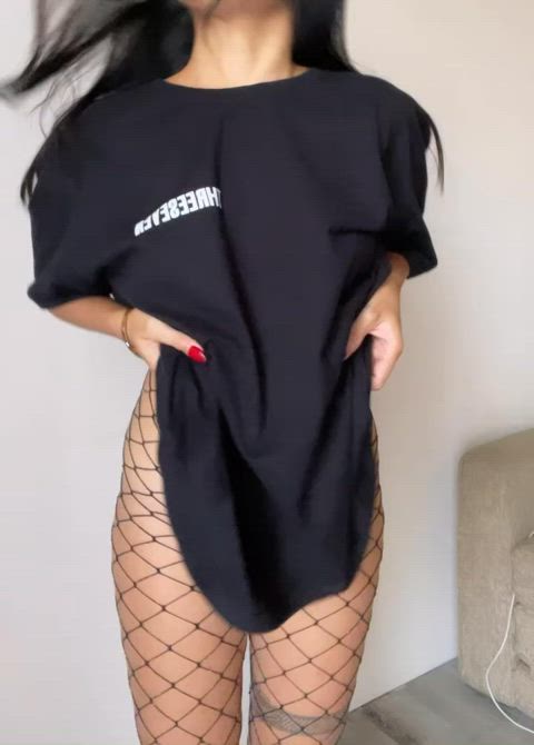You can eat me out, but the fishnet stays on - free porn video