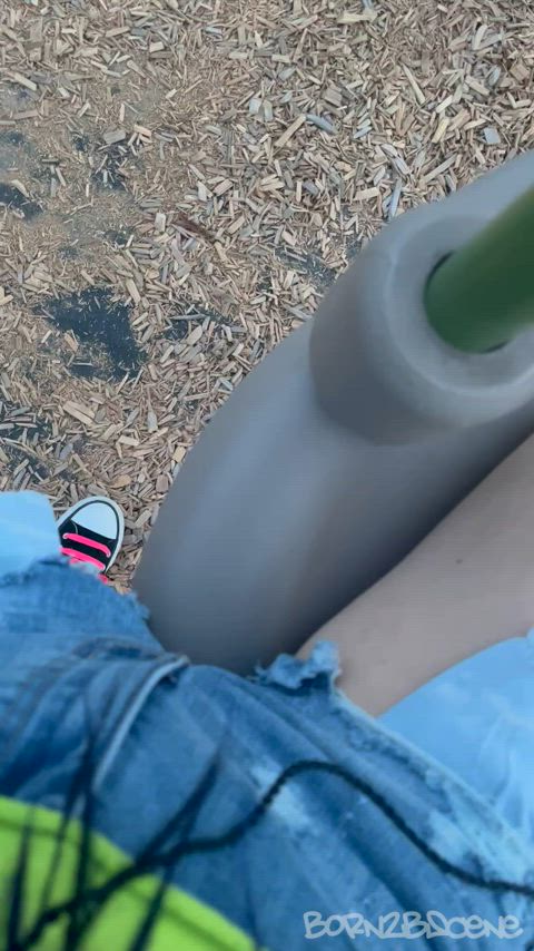 grinding on the park swing 😏 - free porn video