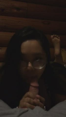 Asian Girlfriend Gives Sloppy Blowjob - free porn video