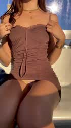 First time flashing my tiny boobs in public, was kinda nervous - free porn video