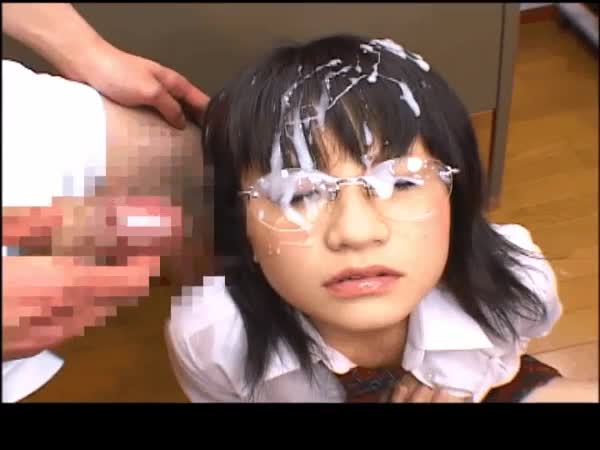 Cum covered Japanese slut in glasses - free porn video