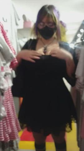 Just casually flashing my tits in the store, dont mind me - free porn video