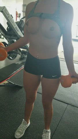 The hotel gym AC is not working so letting the girls out catch some air [gif] - free porn video