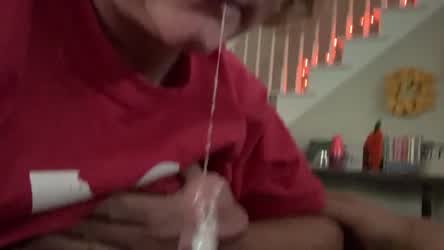 She’s a well-trained cum slut who gets horny when she’s wearing a load. - free porn video