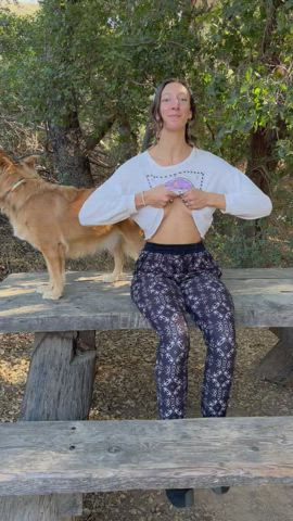 Letting my tits breath at the park [GIF] - free porn video
