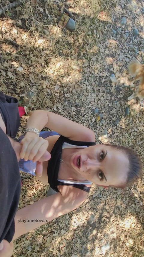 I jerked him off on the Trail to make him cum in my mouth - free porn video