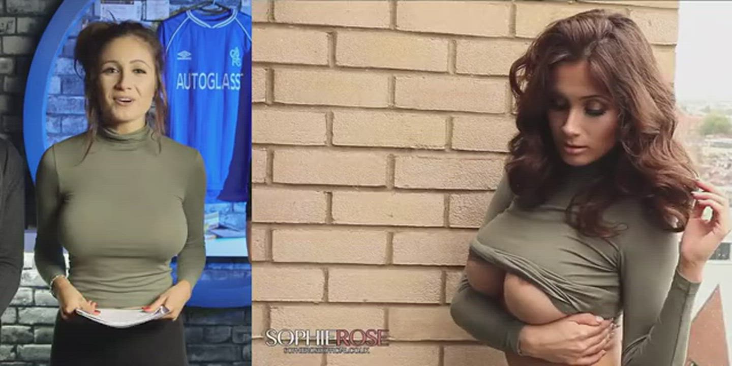 Sophie Rose wearing the same shirt during a TV interview and a softcore porn shoot - free porn video