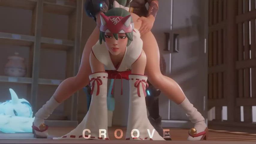 Shrine Maiden Kiriko gets fucked (croove) [overwatch] - free porn video