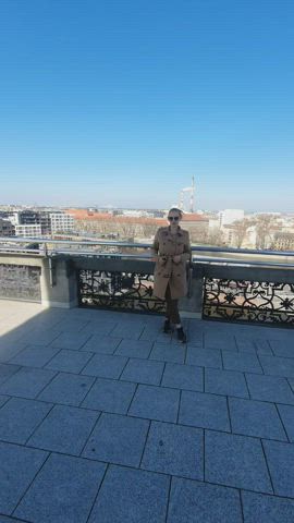 On this terrace you can see the whole old town and my big tits by the way. Heh [GIF] - free porn video