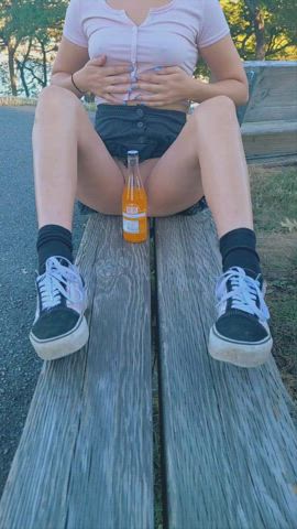 Fingering myself in a busy park - free porn video