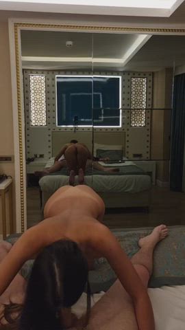 The mirrors in this hotel room are perfect for enjoying the show... - free porn video