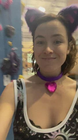 Sneakily Flashing at the Indoor Rock Climbing Center! [GIF] - free porn video