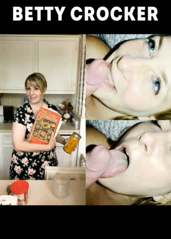 Betty Crocker licks cum right off of his cock! - free porn video