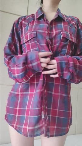 [19f] Would you fuck my innie Japanese pussy while I wear your shirt? - free porn video