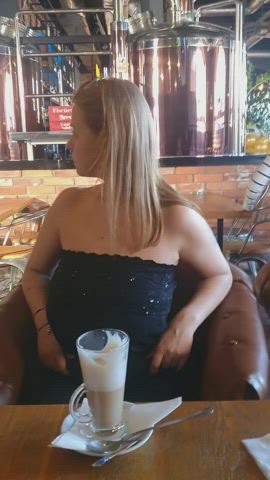It was really hard to shoot this video because there was a kinderparty going on in another part of the restaurant and these kids were flying where they shouldn't, but.... it worked out. Heh [GIF] - free porn video