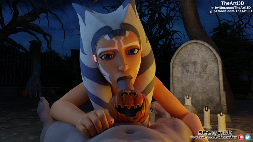 Ahsoka laying BJ Halloween - free porn video