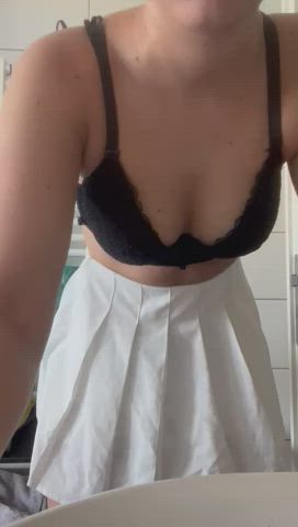 skinny cute girl with a short skirt - free porn video