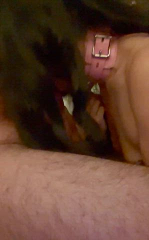 Throating him after he put a collar on me - free porn video